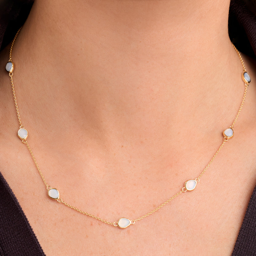 Signature Cut Multi White Quartz Necklace (Gold)