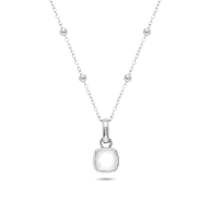 White Quartz Cushion Necklace (Silver)