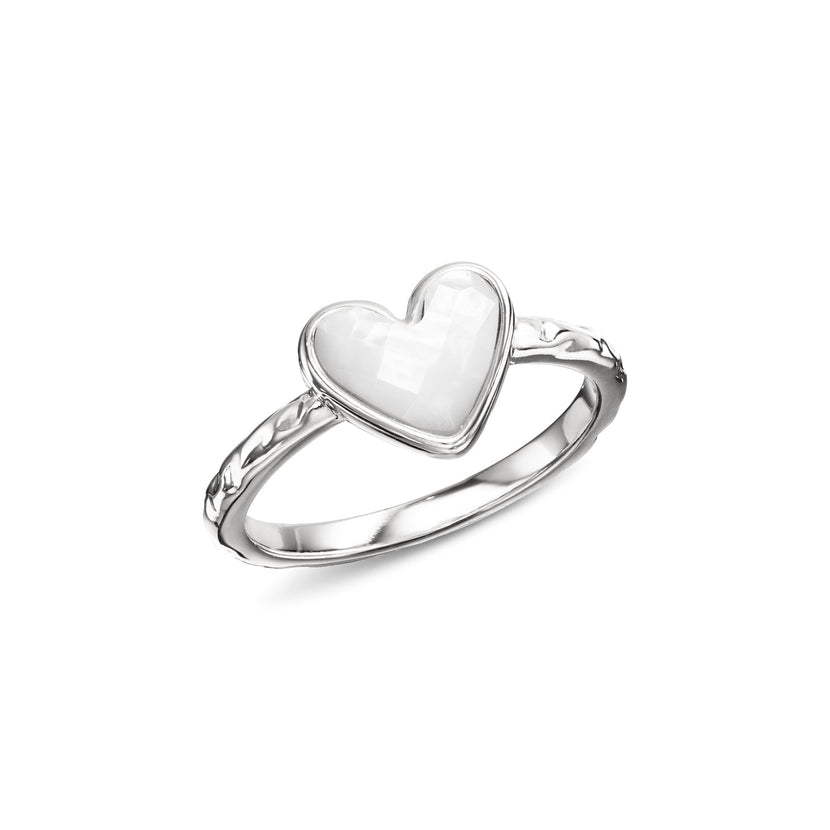 White Quartz Heart Ring (Silver)