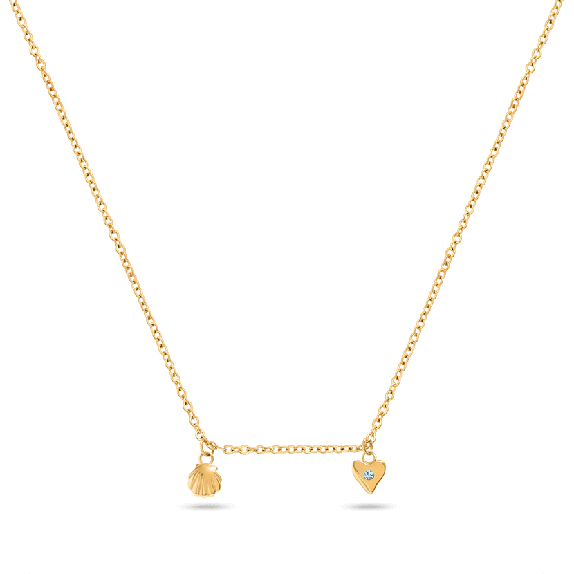 Written In The Sand Mini Charm Necklace (Gold)