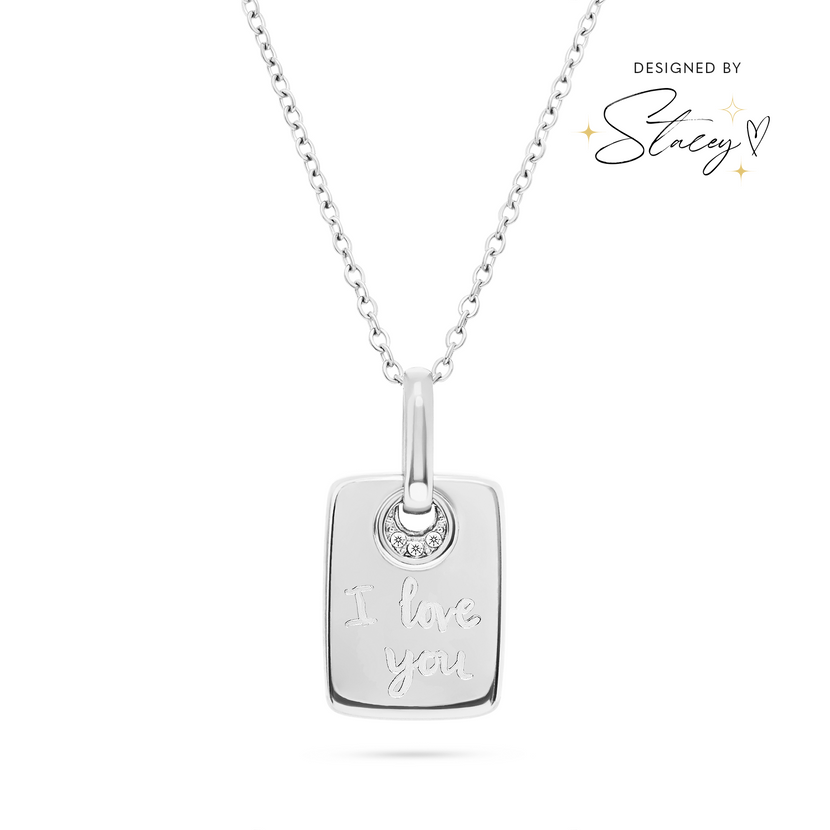 Written In The Stars Handwriting Tag Necklace (Silver)