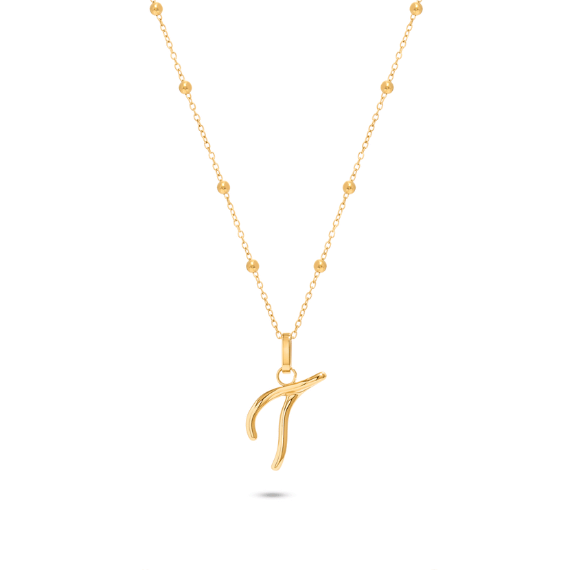 Written in The Sand Initial Necklace (Gold)