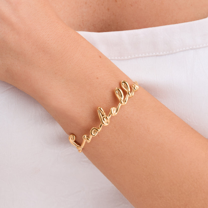 Written In The Sand Custom Name Bangle (Gold)