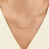 Written In The Sand Charm Name Necklace (Gold)