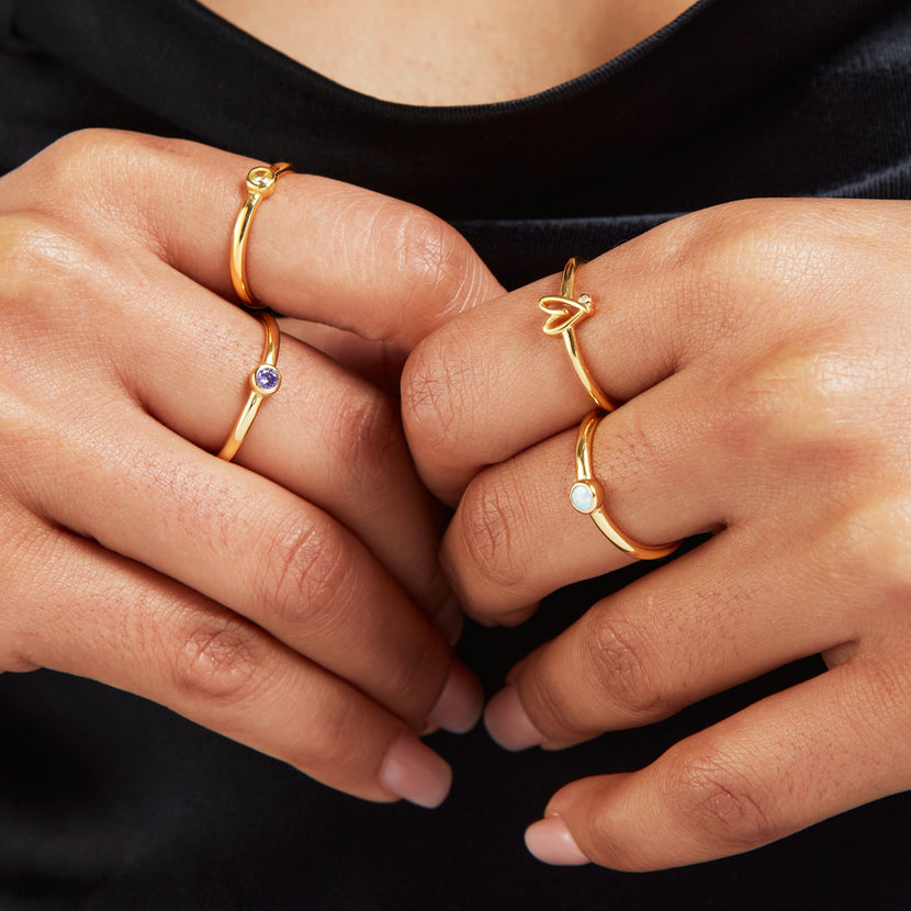 Stories Doodle Heart Crystal Ring (Gold)