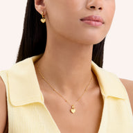 Butter Yellow Quartz Heart Necklace & Earrings Set (Gold)