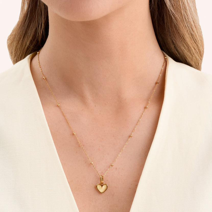 Butter Yellow Quartz Heart Necklace (Gold)