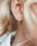 Moon and Back Star Huggie Earring Set (Silver)