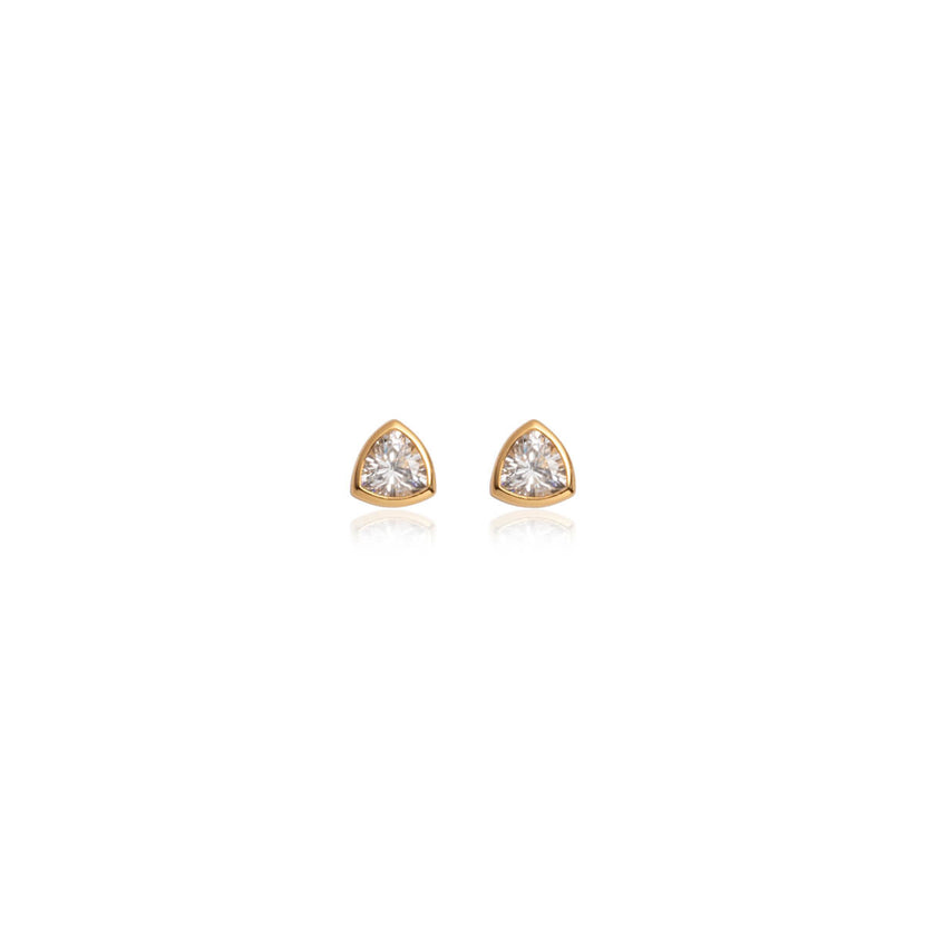 925 Sterling Silver Crystal Stud Earrings (Gold)