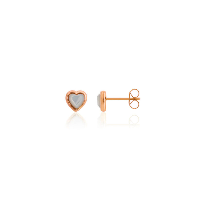 Mini Heart Birthstone Stud Earrings (Rose Gold)