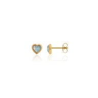 Blue Heart Stud Earrings (Gold)