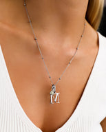 Personalised Initial & Birthstone Necklace - Silver