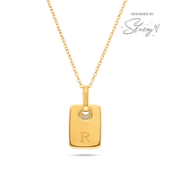 Mini Written In The Stars Initial Tag Necklace (Gold)