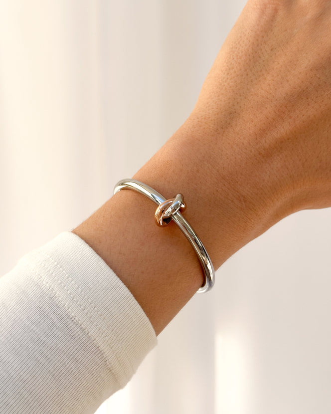 Knot Bangle (Silver/Rose)