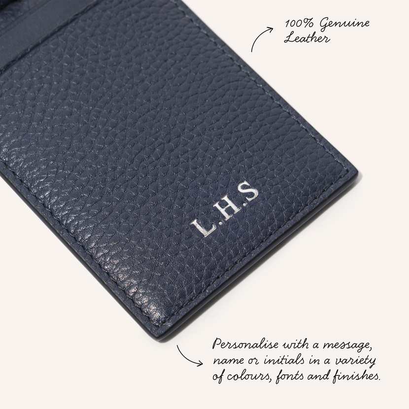 Men's Leather Luggage Tag (Navy)