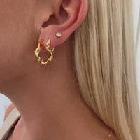 Sterling Silver Twisted Huggie Hoops (Gold)
