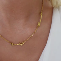 Triple Signature Name Necklace (Gold)