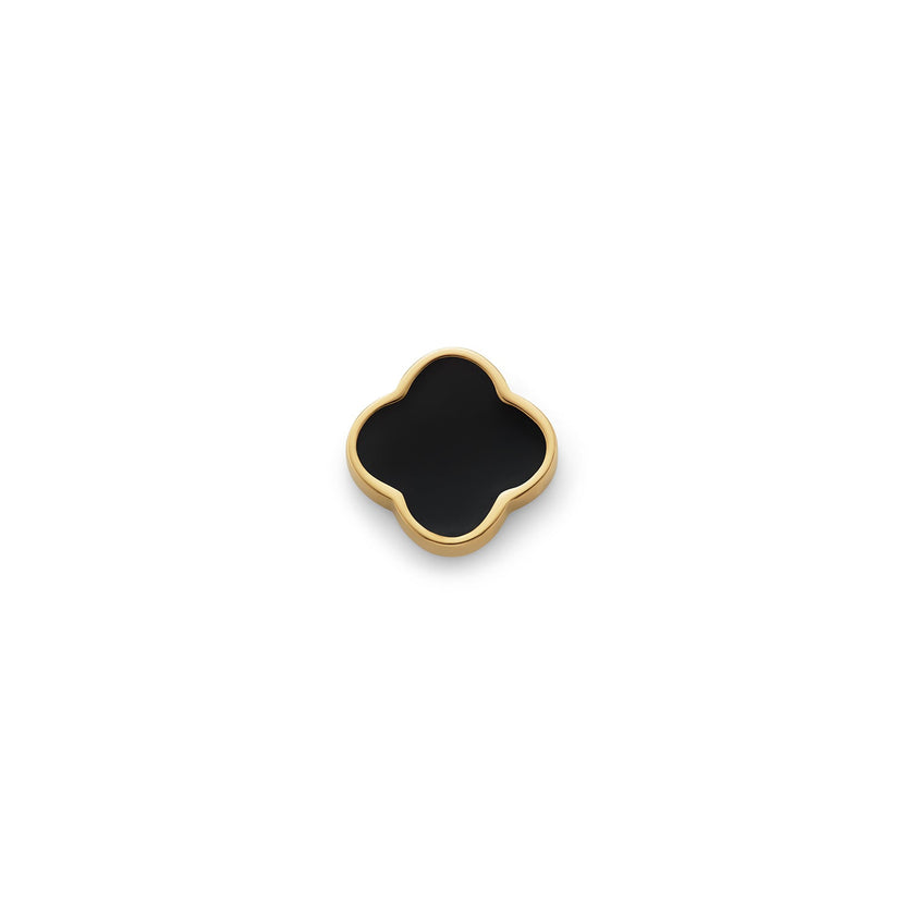 Black Enamel Clover Charms (Gold) - Plain