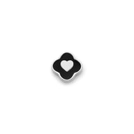 Black Enamel Clover Charms (Silver) - Heart