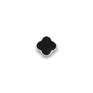 Black Enamel Clover Charms (Silver) - Plain