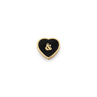 Black Enamel Heart Charms (Gold) - &