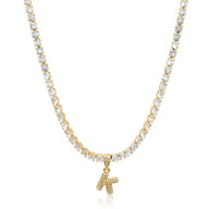 Bubble Initial Tennis Necklace (Gold)