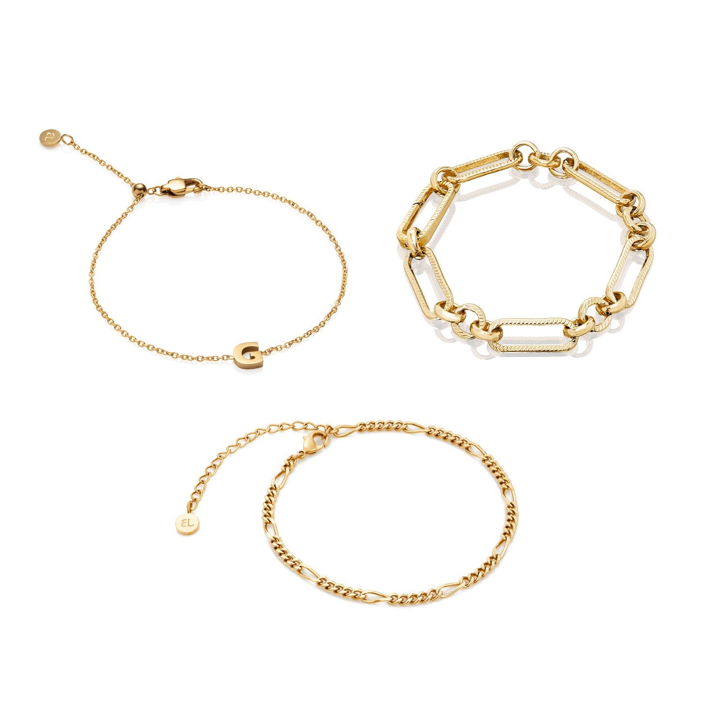 Figaro Chain Bracelet Set (Gold) - Main Image