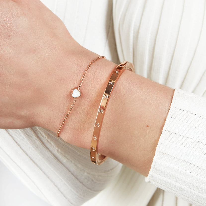 Crystal Heart Bangle (Rose Gold)