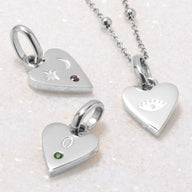 Custom Stamped Heart Pendant Necklace (Silver)