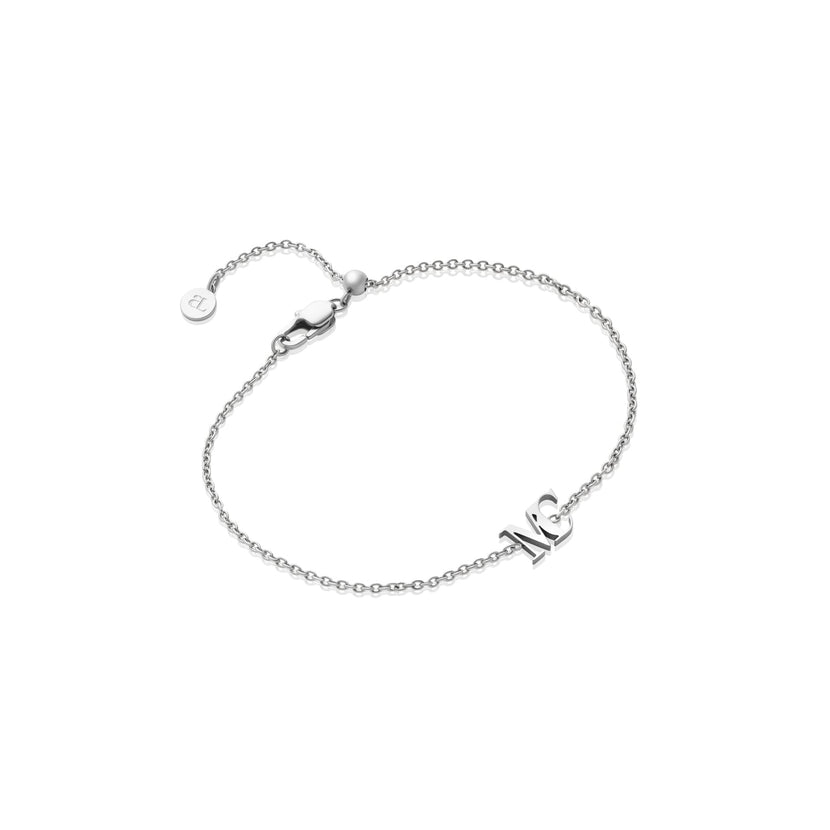 Mini Double Initial Bracelet (Silver)