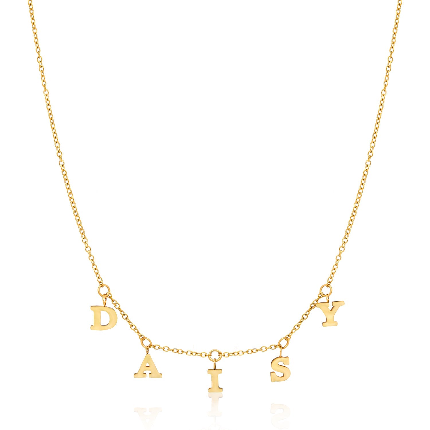 Mini Hanging Letter Name Necklace (Gold) - Main Image