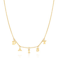 Mini Hanging Letter Name Necklace (Gold)