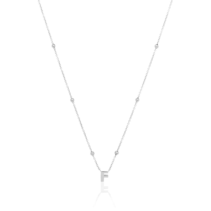 Mini Letter Sphere Chain Necklace (Silver)