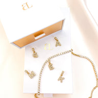 Bubble Initial Tennis Necklace (Gold)