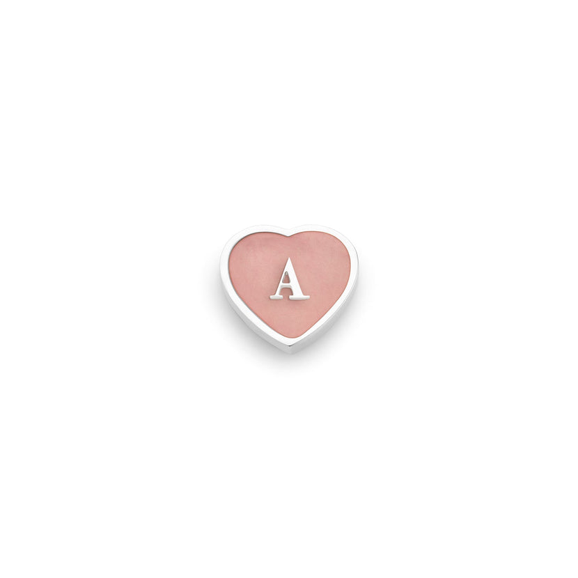 Rose Quartz Heart Charms (Silver) - Initials