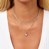 Heart Double Photo Locket Necklace (Silver)