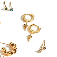Sterling Silver Starburst Ear Set (Gold)