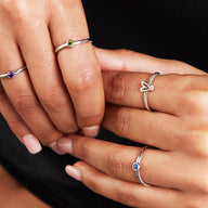 Stories Doodle Heart Birthstone Ring (Silver)