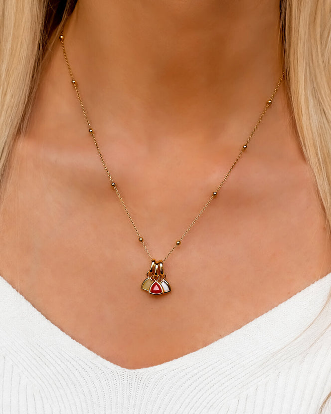 Droplet Birthstone Sphere Chain Necklace (Gold)