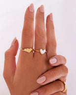 White Quartz Heart Ring (Gold)