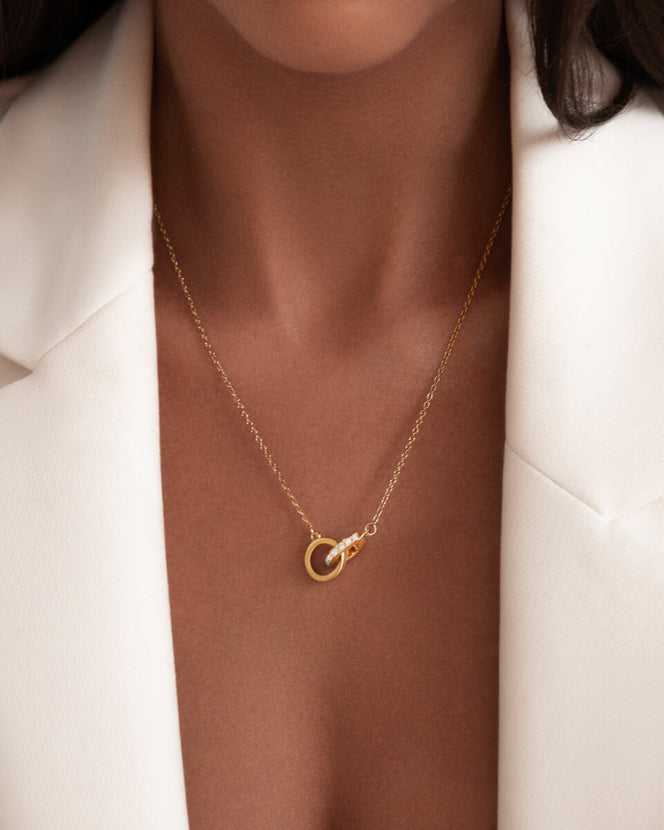 Interlinked Crystal Necklace (Gold)