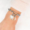 Letter & Birthstone Figaro Chain Bracelet (Silver)