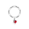 Letter & Birthstone Figaro Chain Bracelet (Silver)