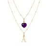 Letter & Birthstone Sphere Chain Layered Set (Gold)
