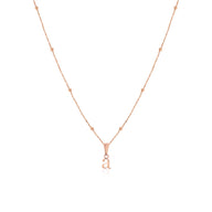 Lowercase Initial Sphere Chain Necklace (Rose Gold)