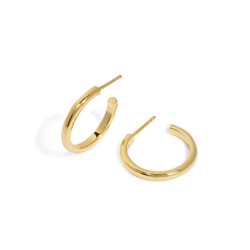 Sterling Silver Classic Hoop Earrings (Gold)