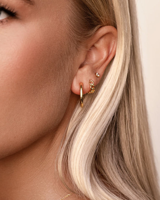 Sterling Silver Classic Hoop Earrings (Gold)