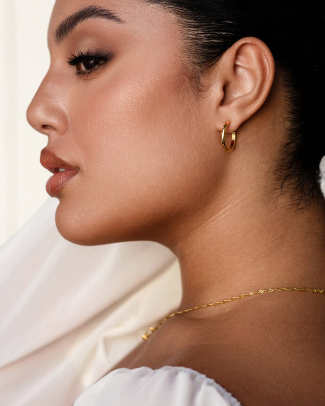 Sterling Silver Classic Hoop Earrings (Gold)
