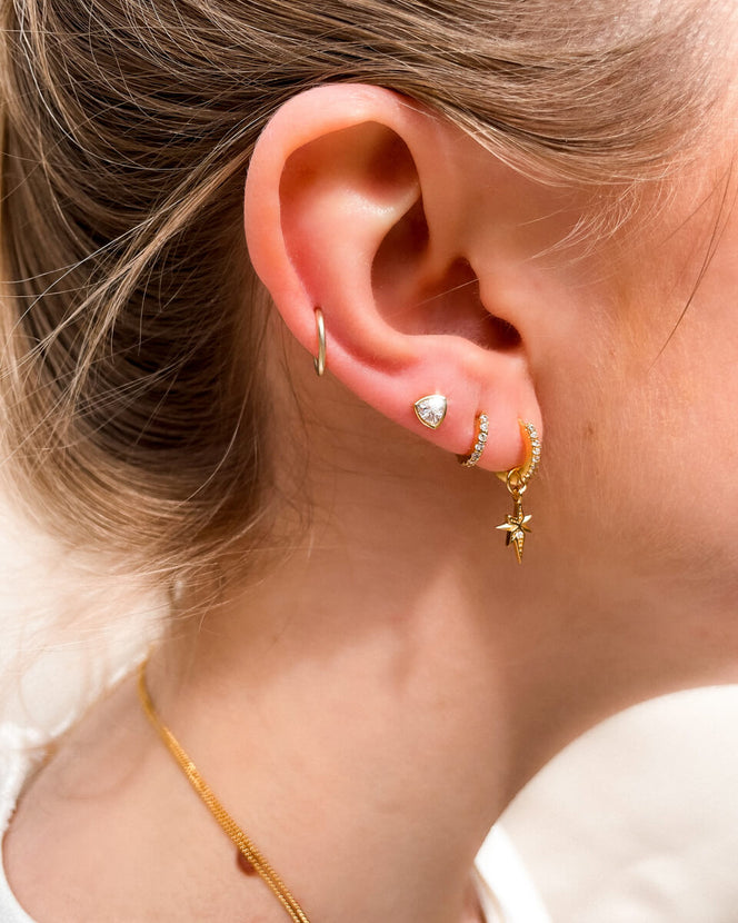 925 Sterling Silver Crystal Stud Earrings (Gold)