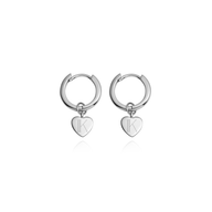 Sterling Silver Heart Pendant Earrings (Silver)
